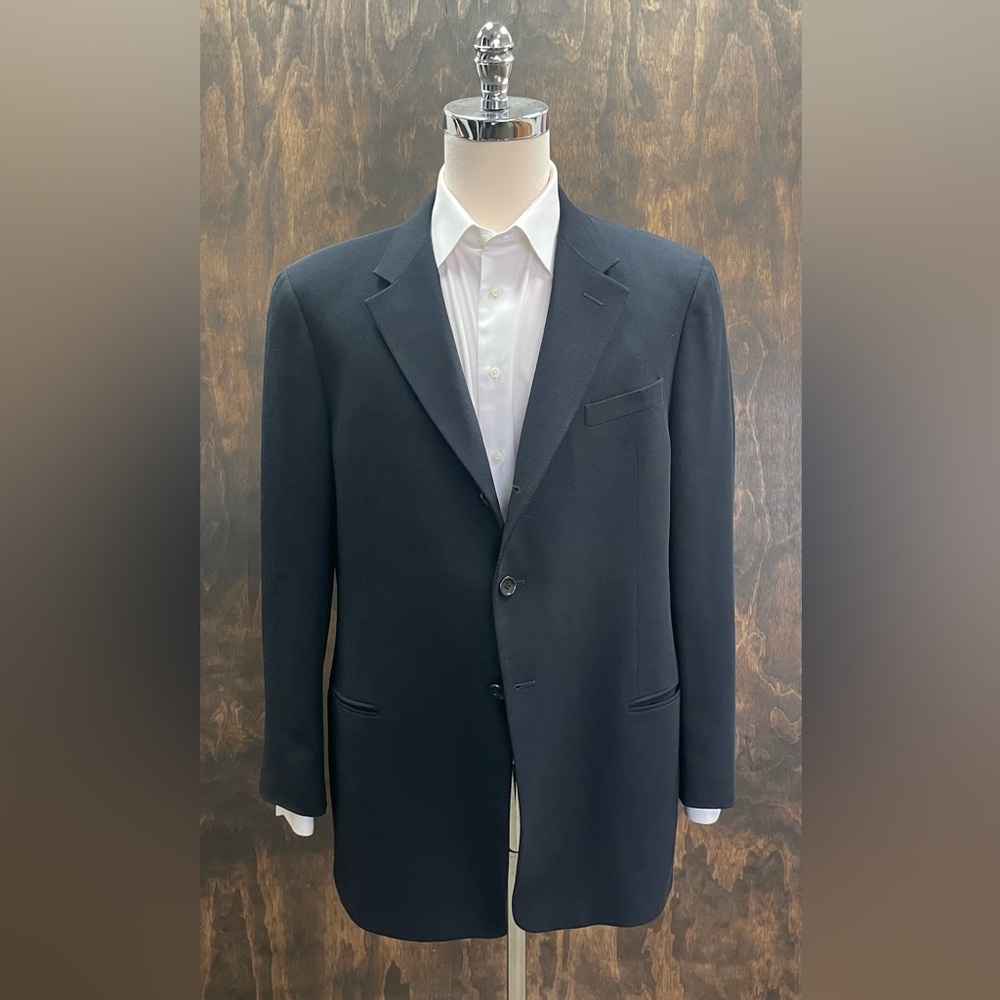 ARMANI COLLEZIONI Made in Italy Textured Finish Suit Jacket in Black‎ 46 R $1695